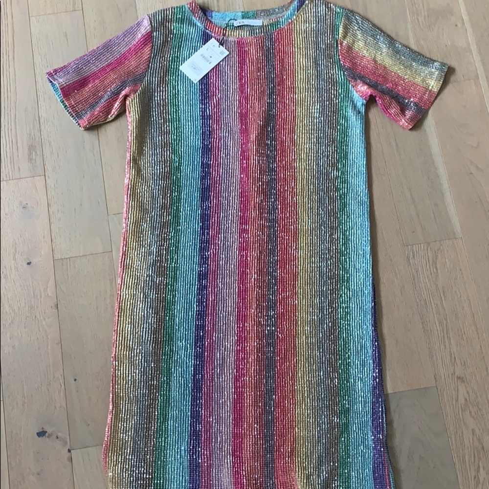 Zara Sequin Rainbow midi Dress